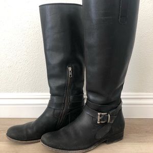 Frye Melissa Tall Belted Boot in Black Leather